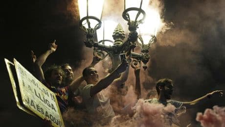Las imágenes más espectaculares de la celebración por la Liga en Canaletes