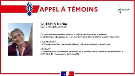 Gironde : disparition inquiétante d’une femme de 51 ans depuis 4 jours