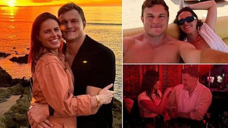 Danika Mason's footy star boyfriend gives fans an inside look at his romantic holiday with her - as she can't resist pointing out one mistake he made