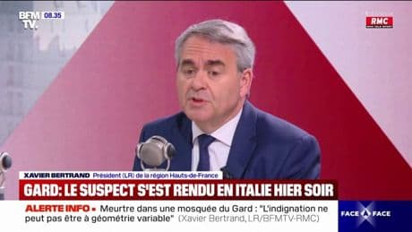 Meurtre dans une mosquée: "Le ministre de l'Intérieur est aussi le ministre des Cultes (...), il fallait y aller aussitôt", estime Xavier Bertrand