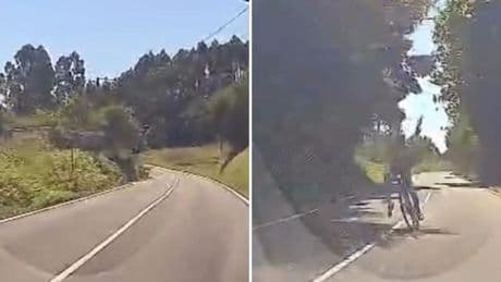 La temeraria maniobra de un ciclista que casi provoca un accidente en una carretera dirección a La Coruña: “No has dejado el metro y medio”