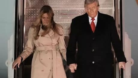 Donald Trump's bruised hand hidden by Melania as they land in UK for state visit