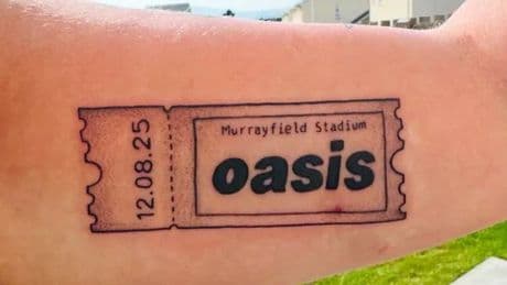 Oasis superfan gets Murrayfield ticket tattoo ahead of Edinburgh dates