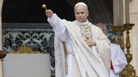 Pope Leo holding inaugural mass at the Vatican in front of thousands as crowds chant ‘Viva il Papa’