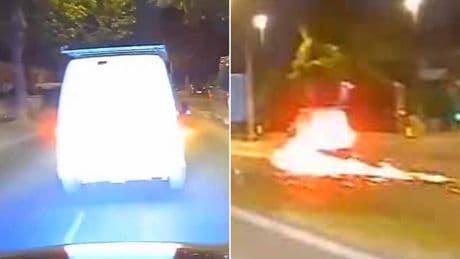 Van drives wrong way down Nottingham dual carriageway in shocking police chase footage