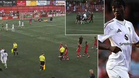 Man United issue update on highly-rated youth star, 19, after he was rushed to hospital with horror head injury as match is abandoned