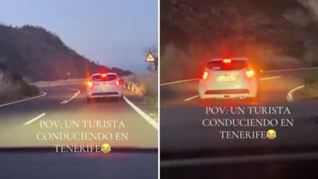 El surrealista uso de los intermitentes de un turista conduciendo por Tenerife que no deja indiferente: “En la recta, pones las dos”