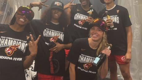 Caitlin Clark, Fever stars give inside look at champagne celebrations after Commissioner’s Cup win