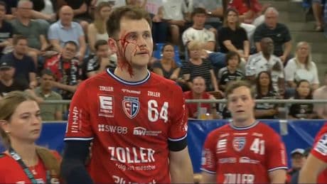 Erlangen gewinnt harte Partie - Blut-Schock im Handball-Keller-Kracher