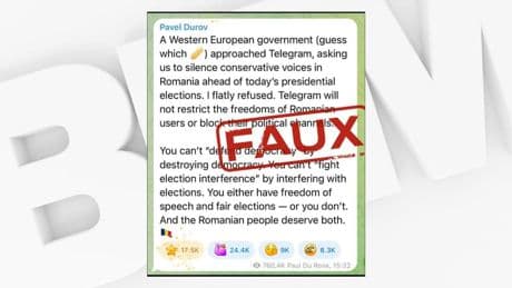 Présidentielle en Roumanie: le patron de Telegram accuse la France d'"ingérence", Paris dénonce des allégations "infondées"