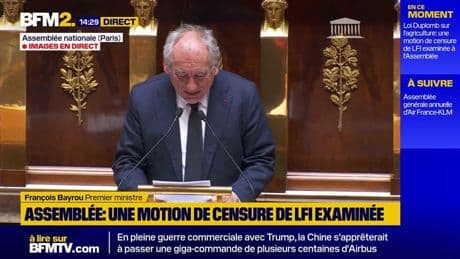 Motion de censure LFI: "l'Assemblée nationale est invitée à voter contre l'Assemblée nationale" affirme François Bayrou