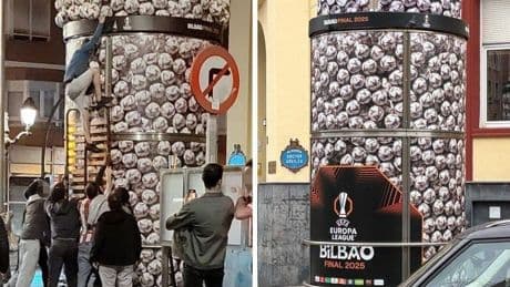 Roban los balones de la campaña de la UEFA colocados en el ascensor del metro de Indautxu