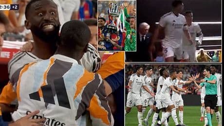 Three red cards, Jude Bellingham 'restrained' and an ICE PACK thrown at the referee: Real Madrid implode in Copa del Rey defeat by Barcelona - and Antonio Rudiger faces probe after meltdown