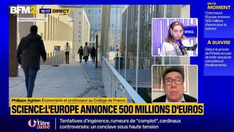 Chercheurs: "On ne fait rien avec 500 millions", estime l'économiste Philippe Aghion après l'annonce d'Ursula von der Leyen