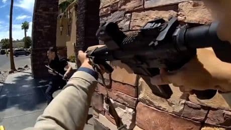 Las Vegas gym shooting: Body cam captures moment police confront gunman