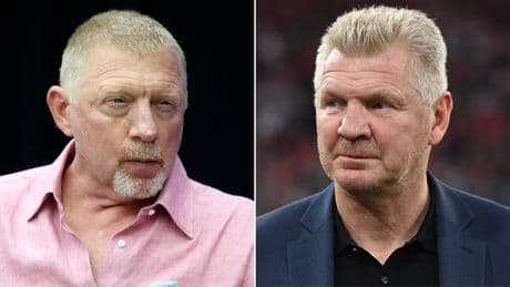 Stefan Effenberg und Boris Becker streiten sich vor der Kamera