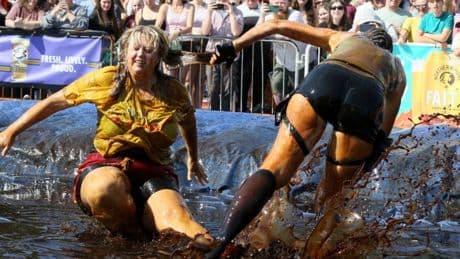 Wrestlers lay a saucy smackdown at the World Gravy Wrestling Championships