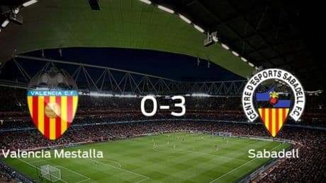 Goleada del Sabadell por 0-3 frente al Valencia Mestalla