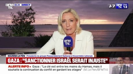 "Je trouve l'idée de sanctionner Israël profondément injuste", déclare Marine Le Pen