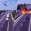 Verkeerscamera’s filmen moment dat vliegtuigje op Italiaanse snelweg crasht: auto’s rijden door vlammenzee