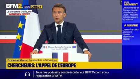 "J'appelle ici tous les jeunes à rejoindre et s'engager pour la science", déclare Emmanuel Macron
