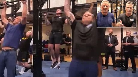 RFK Jr. and Pete Hegseth battle in fitness challenge in front of Marines... but which Trump sidekick won?