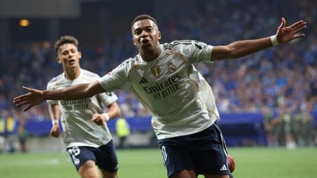 El Real Madrid conquista el Carlos Tartiere en su regreso a Primera con goles de Kylian Mbappé y Vinicius