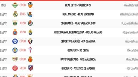 Ya hay horarios de la última jornada de LaLiga