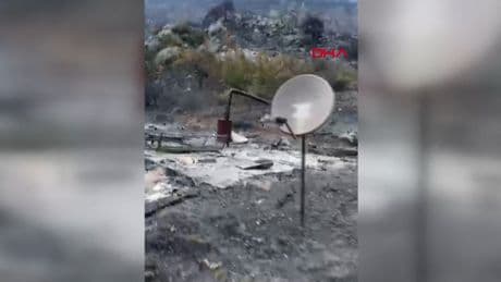 Yanan dağ evinden geriye onlar kaldı