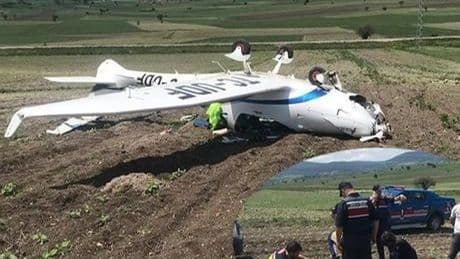 Bilecik'te eğitim uçağı zorunlu iniş yaptı! Kazada pilot yaralandı
