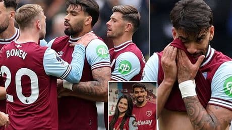 West Ham fear Lucas Paqueta 'may not be in a fit state of mind to play again this season' as star - who had to be substituted in tears after a yellow card - feels strain of his betting case