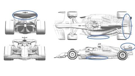 Todos con alerones nuevos, salvo McLaren, Mercedes y Alpine