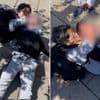 KIJK. Zakkenroller in Barcelona snakt naar adem terwijl toerist hem in wurggreep houdt na poging tot diefstal