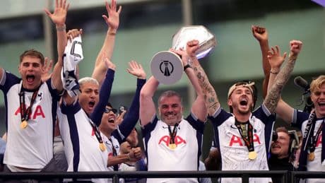 Postecoglou teases potential third season at Spurs during Europa League parade
