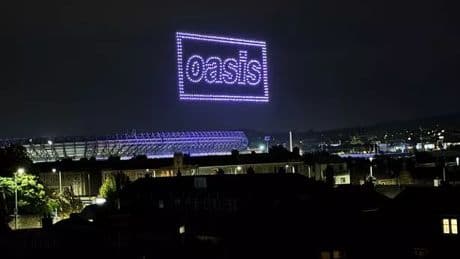 Oasis drone show lights up Edinburgh sky above Murrayfield as fans flock to reunion gigs