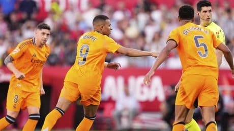 Mbappé agarra el Pichichi y el Madrid, con el mínimo esfuerzo, gana a un Sevilla con nueve