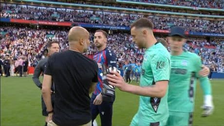 Furious Pep Guardiola and Dean Henderson clash on pitch after Crystal Palace’s FA Cup triumph