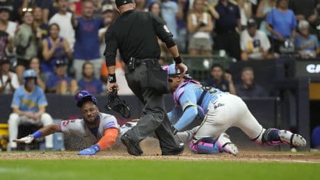 Starling Marte thrown out at plate for final out as Mets lose crusher to Brewers