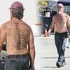 Josh Brolin shows off his massive fake tattoos on set after removing his real ink