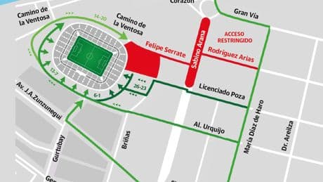 Así será el acceso a San Mamés ante el Rangers: los hinchas deberán rodear el estadio hasta encontrar su puerta