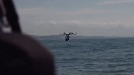 Moment 'air scooter' bids to fly across English Channel - and fails