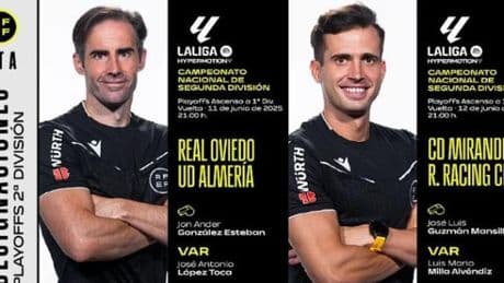González Esteban dirigirá el Oviedo-Almería y Guzmán Mansilla, el Mirandés-Racing