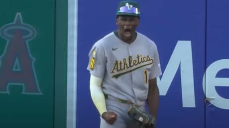 A’s outfielder Denzel Clarke makes miraculous home run-robbing catch