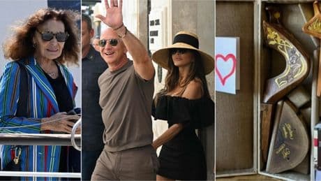 Bezos, il regalo speciale di Diane von Furstenberg: una forcola scolpita a mano con i nomi degli sposi in foglia d'oro