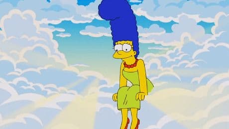 How does Marge Simpson die in The Simpsons season finale?