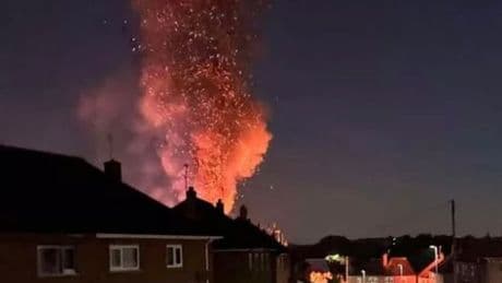 Fireball explodes into the sky over Stoke as firefighters rush to the scene