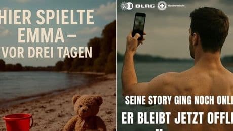 „Hier spielte Emma“ – Polizei warnt mit Schock-Plakaten vor Baden im Rhein