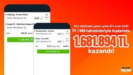 Son dakikada gelen golle 811 oran bildi! İY / MS tahminleriyle toplamda 1.681.894 TL kazandı
