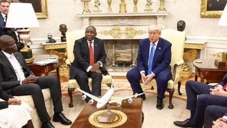 Bizarre moment Trump plays ‘white genocide’ video as he schools President Ramaphosa in fiery White House meeting