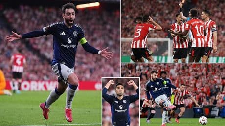 Athletic Bilbao 0-3 Man United: Ruben Amorim's side take huge step towards Europa League final as Bruno Fernandes scores twice to punish 10-man hosts